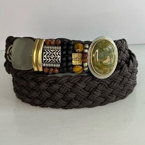 Vintage Marjorie Baer SF Braided Two-toned Brown Mixed Metals Belt Size Medium